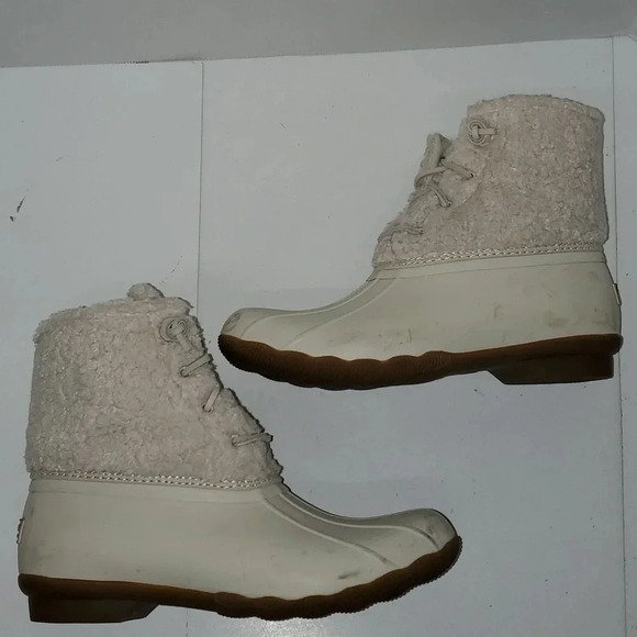 Sperry Cream Saltwater Sherpa Side Zip Women's Size 7 - Picture 10 of 11